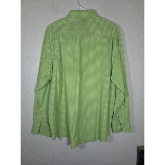 Men's Izod Button Down Green Checkered XL Long Sleeve Shirt - Picture 3 of 4